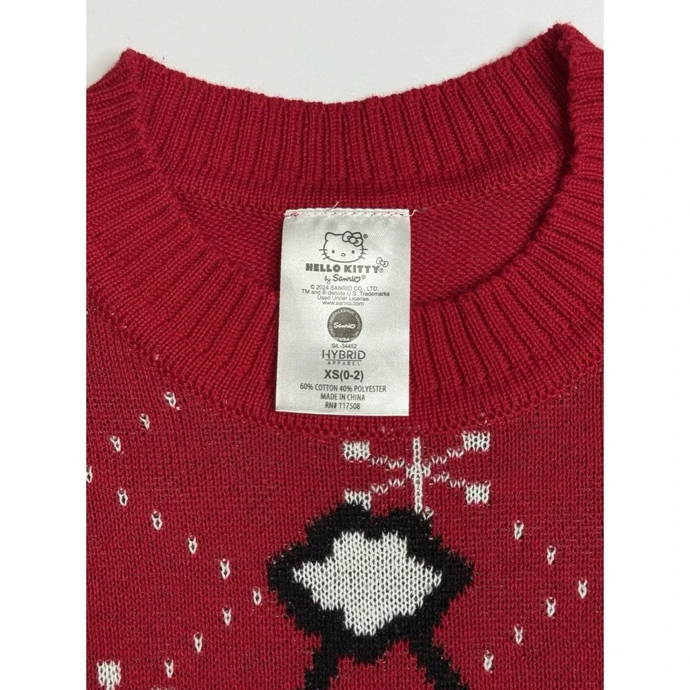 Hello Kitty Women's Christmas Red White Snowflake Sweater Size Extra Small XS